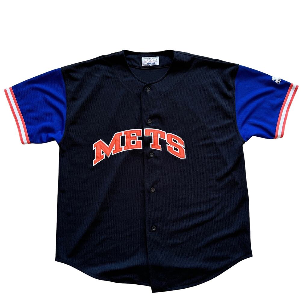 Starter Vintage 90s‎ MLB New York Mets Baseball Jersey Black Blue Mens Size XXL